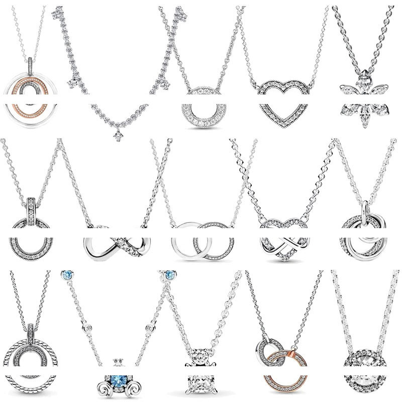No LOGO Cross-border Hot Selling Pandora Necklace White Copper Thick Plated Color Two-color Patch Intertwined Necklace Clavicle Chain No LOGO Cross-border Hot Selling Pandora Necklace White Copper Thick Plated Color Two-color Patch Intertwined Necklace Clavicle Chain