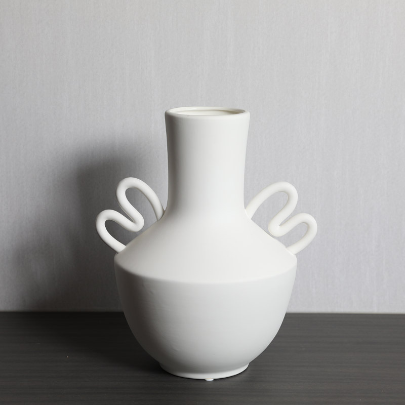 INS estilo simple moderno jarrón de cerámica blanca sala de estar creativa sala de estar modelo arreglo de flores adornos de decoración suave