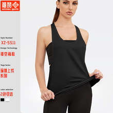 欧美夏季健身背心跑步运动宽松透气工字形瑜伽无袖上衣女士美背新