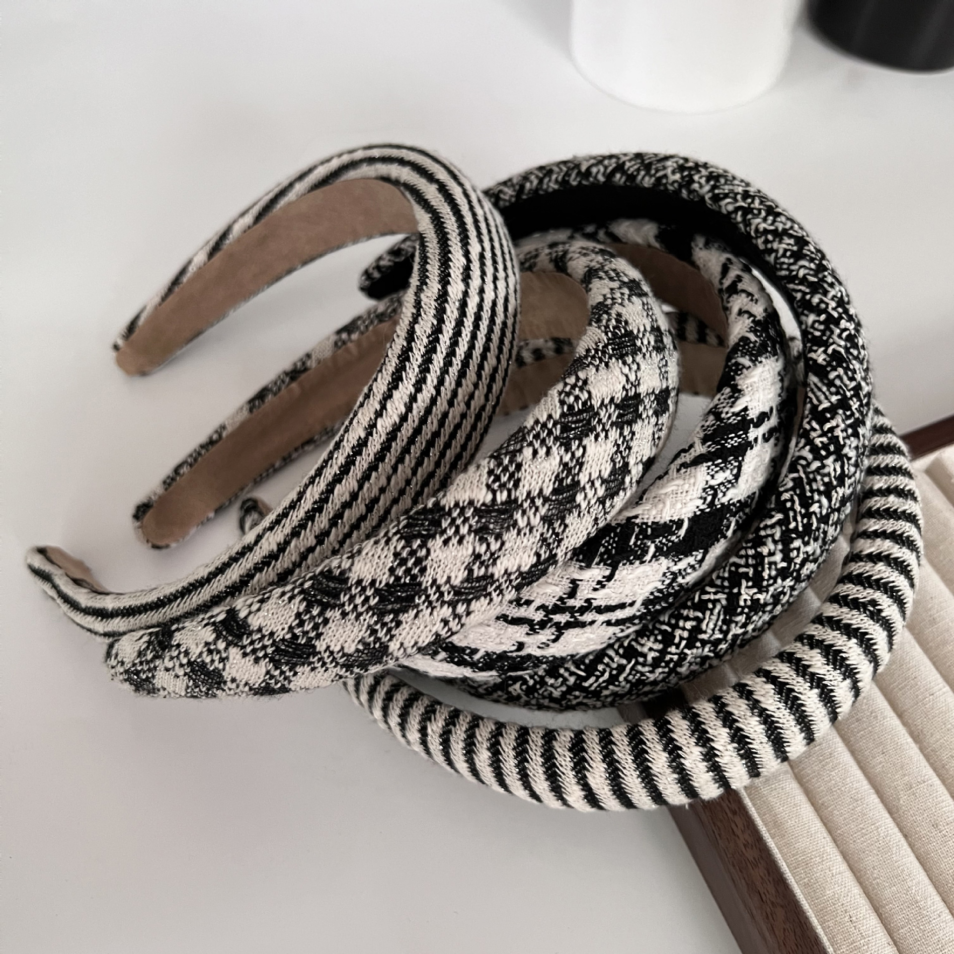 Plaid Pattern Elegant Lady Plaid Cloth Hair Band
