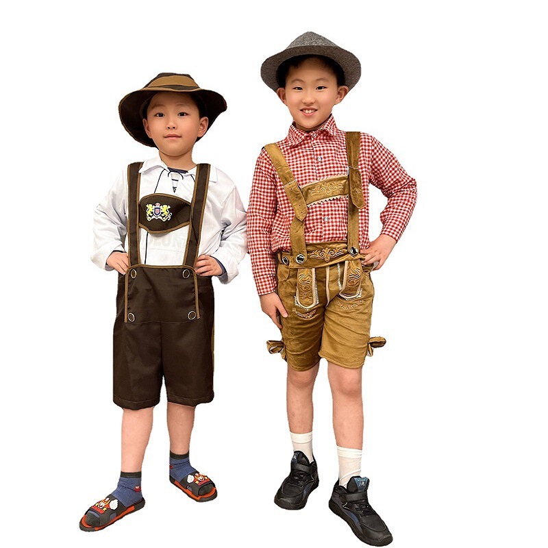 Halloween Children's German Beer Costumes Children's Performance Costumes Men's Munich Plaid Hat Traditional Costumes Halloween Children's German Beer Costumes Children's Performance Costumes Men's Munich Plaid Hat Traditional Costumes