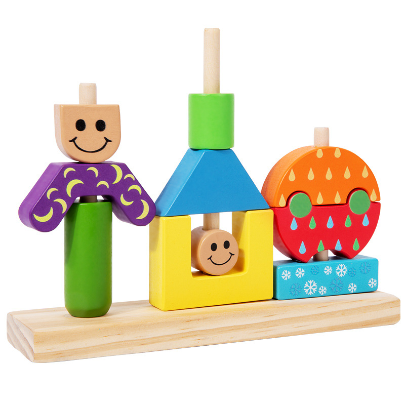 Bloqueo de madera para niños día y noche animal búho león insertado forma cognitiva bloque de construcción juguete granular image 11