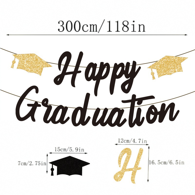 Cross-Border Exclusive Supply for Graduation Season: Glitter Flags, Graduation Cap Letter Flags, Party Supplies, Decorative Banners, Garland Flags
