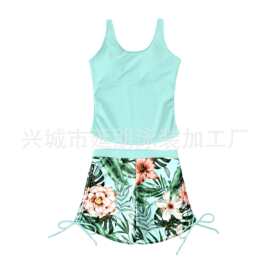 儿童泳衣分体欧美新款印花沙滩分体女孩泳衣亚马逊中大童泳衣女