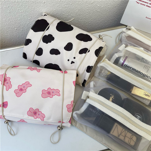 Liu Yifei's same style cosmetic bag for women, portable large-capacity four-in-one detachable travel toiletries and cosmetics storage bag