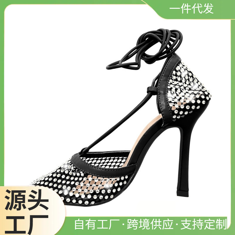 European and American Fashion Elephant Diamond Mesh Rubber Shoes with Sandals Soles Black Classic Adult Fashion Boots Ordering