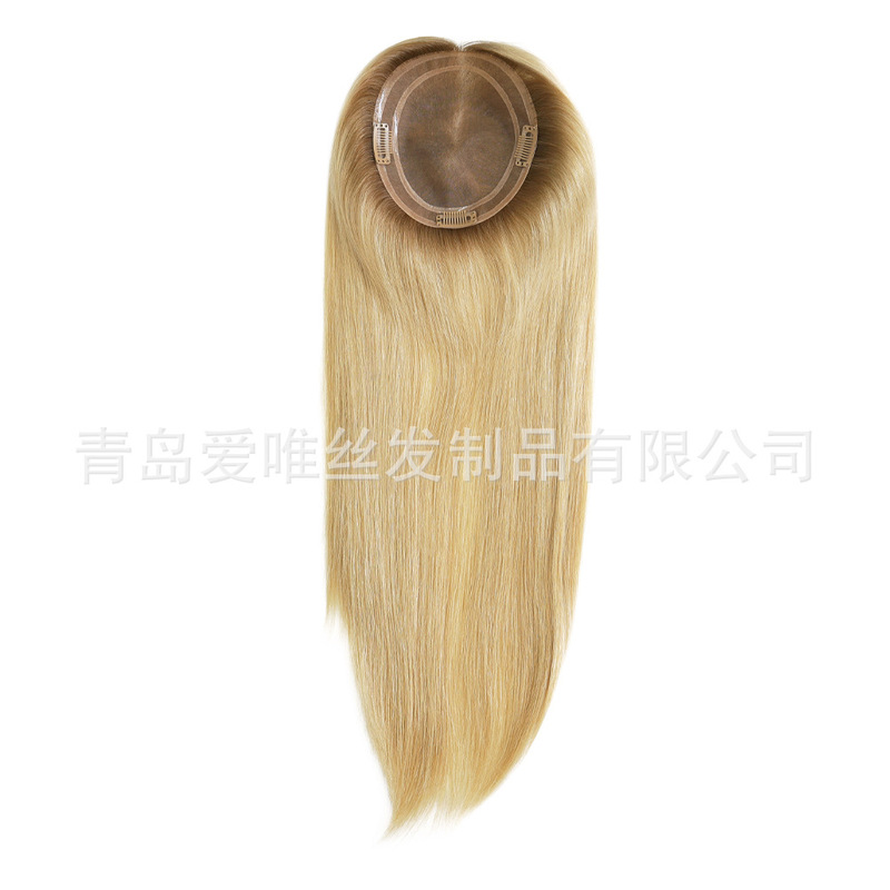 European and American Cross-Border Double-Loop Monon Women's Hairpiece Real Human Hair Women's Topper in Stock