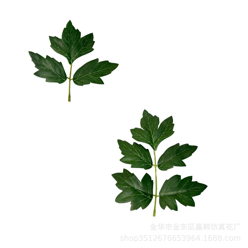 仿真植物 五叉丝印牡丹叶 仿真牡丹花叶片布叶子 人造花叶片配件|undefined