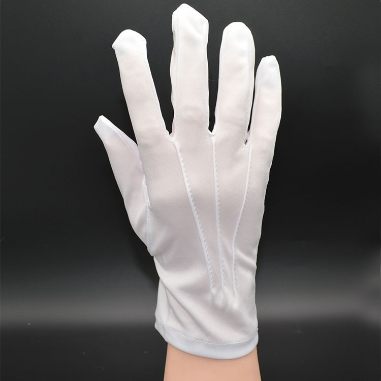新品上市三筋礼仪涤纶白手套礼仪阅兵表演执勤站岗防滑吸汗手套