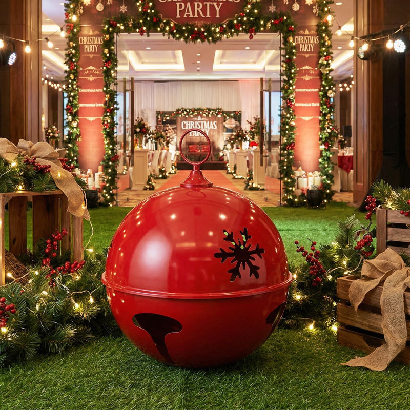 Nuevos productos transfronterizos campanas de Navidad hierro forjado gran campanas redondas decoración campanas de cinco estrellas plata rojo oro decoración de Navidad