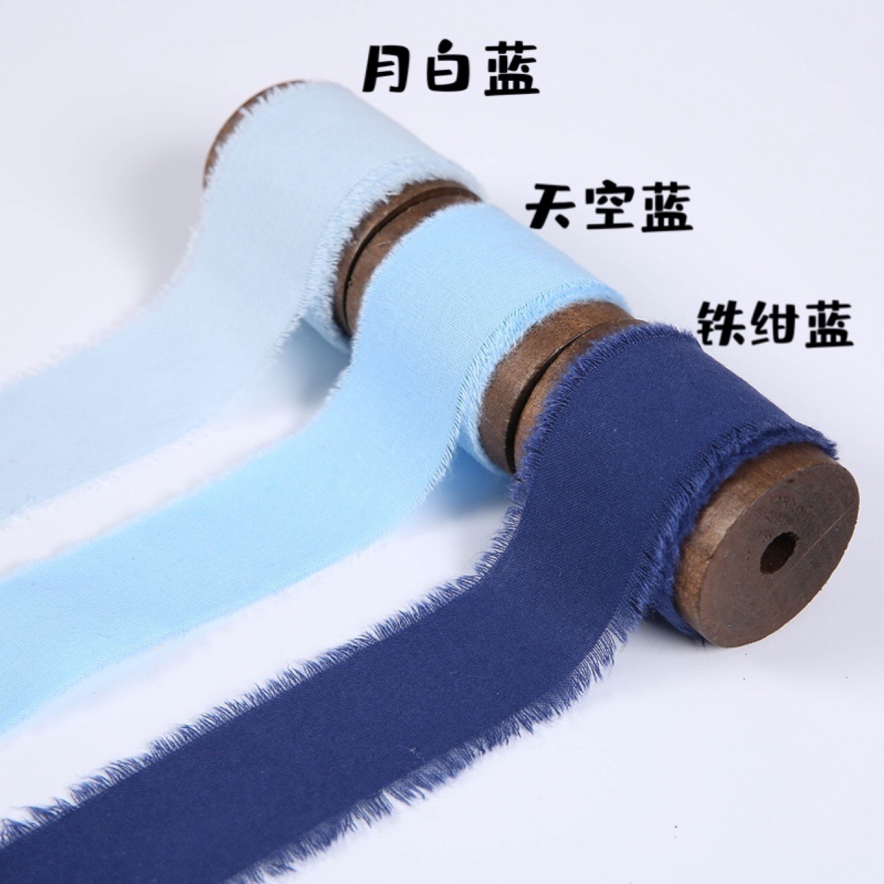 Ins deshilachado de algodón puro deshilachado cinta 4CM rollo decoración floral vintage eje de madera ramo de la boda decoración de tarjetas de felicitación