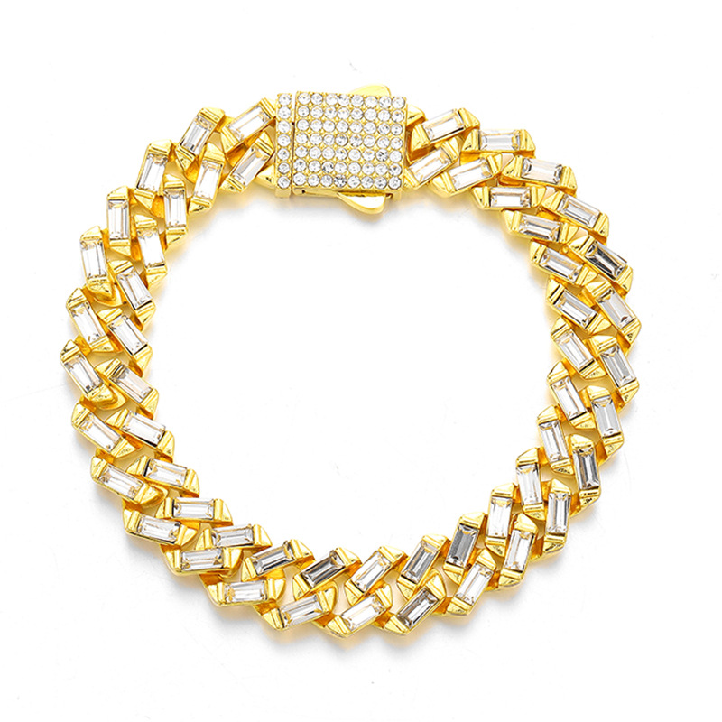 Cuban Chain Necklace With Full Diamond Stones Hip Hop Style_voghion.com