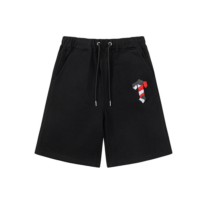 American Trapstar Letras Blanco Azul Toallas bordadas Casual Shorts Hombre y Mujer Deportivo Pantalones Marca image 3