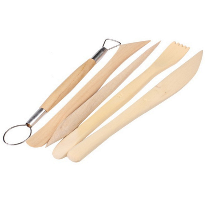 跨境爆款泥塑陶泥工具 五件套陶艺木刀 学生泥塑制作陶艺刀美术刀