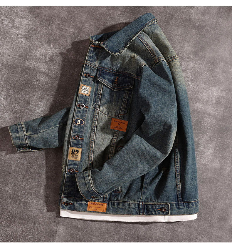 Herr denimjacka retro höst vinter tvättad slim trendig stil_voghion.com