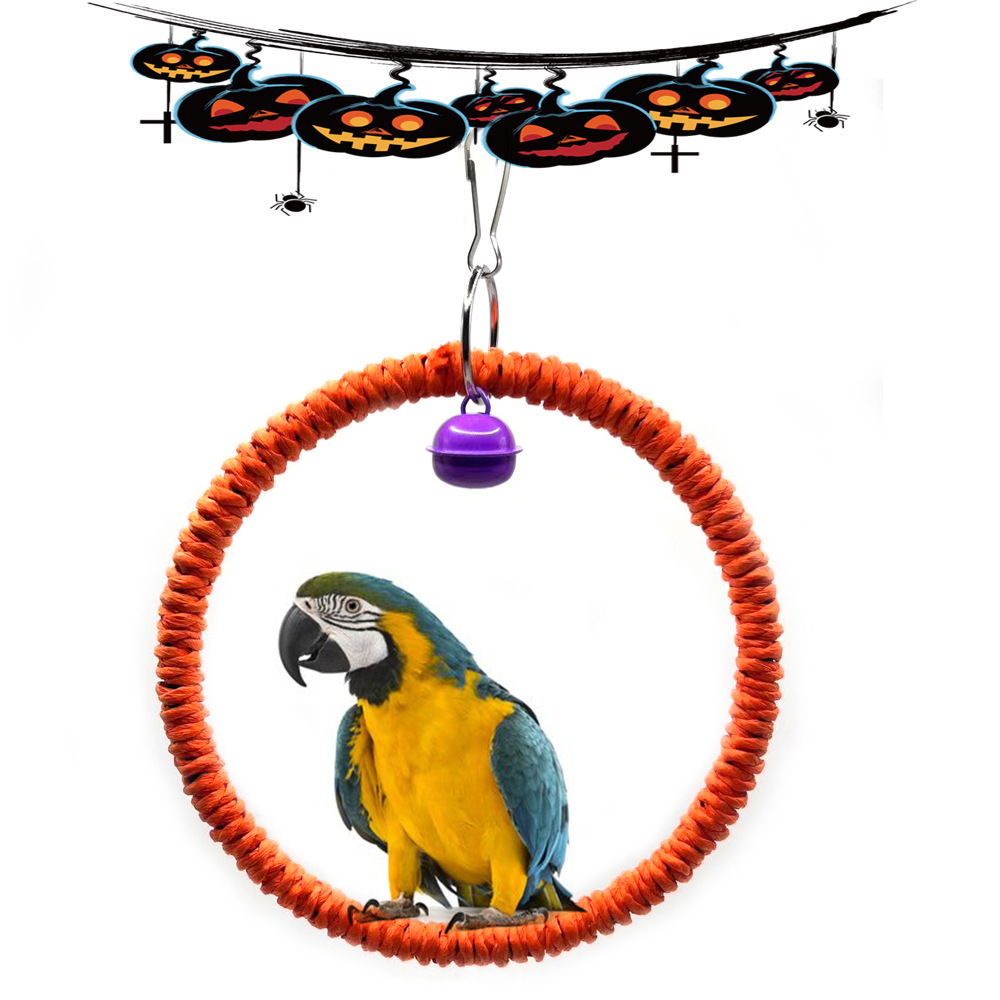 Conjunto de juguetes para pájaros de Halloween transfronterizos Espejo de pájaro en forma de murciélago Soporte de estación de loro Accesorios para jaulas de pájaros Suministros para pájaros al por mayor