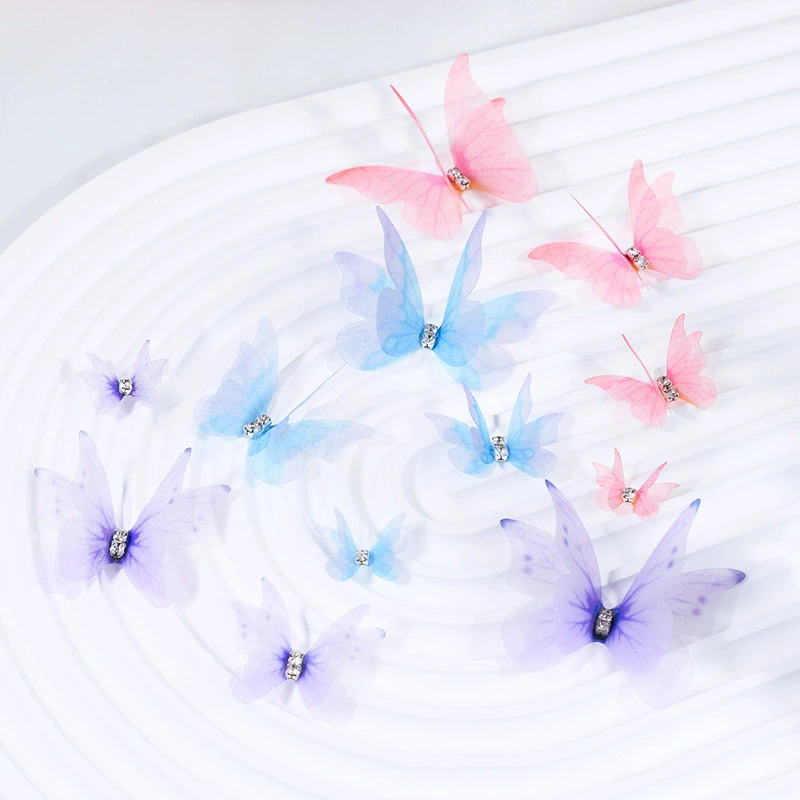 2cm-3cm мини марля бабочка двухслойный декоративный материал ручной работы