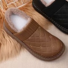 25秋冬新款女鞋保暖加绒妈妈鞋时尚防滑一脚蹬棉鞋百搭舒适雪地靴