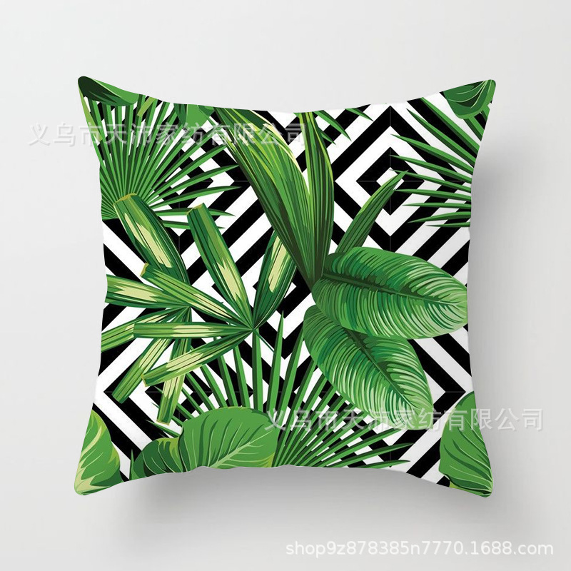 Siesta sofá de coche cintura almohada cojín simple nórdico ins planta verde funda de almohada protección del medio ambiente