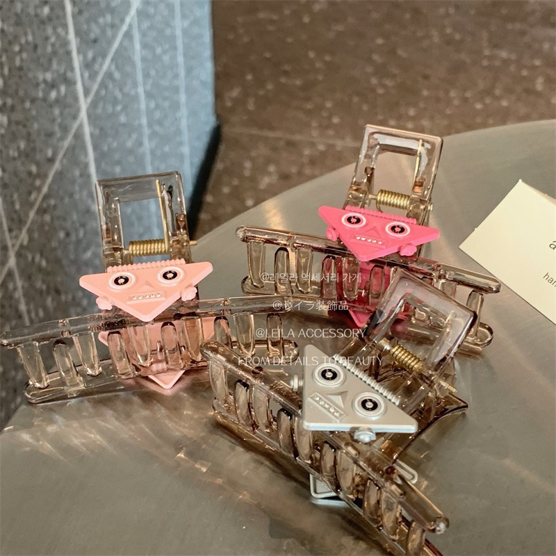 多巴胺机器人一字发夹女后脑勺2023新款盘发抓夹简约鲨鱼夹少女心