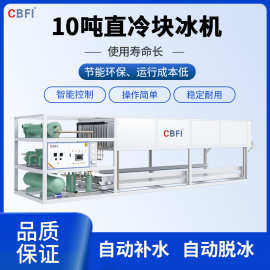 冰泉制冷大型商用制冰设备水产保鲜果蔬运输日产10吨直冷式块冰机