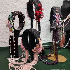 2025秋冬中国風タッセルハイヘッドトップワイドヘッドバンド編組三つ編み重工業高級ヘッドバンド旅行写真アクセサリー