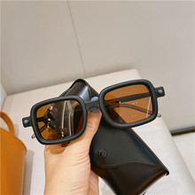 高級感ins茶色個性墨鏡女小方框防紫外線太陽鏡眼鏡男潮街拍眼鏡
