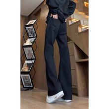 2025cleanfit黑色弯刀微喇牛仔裤男美式vibe裤子高个子显瘦直筒裤