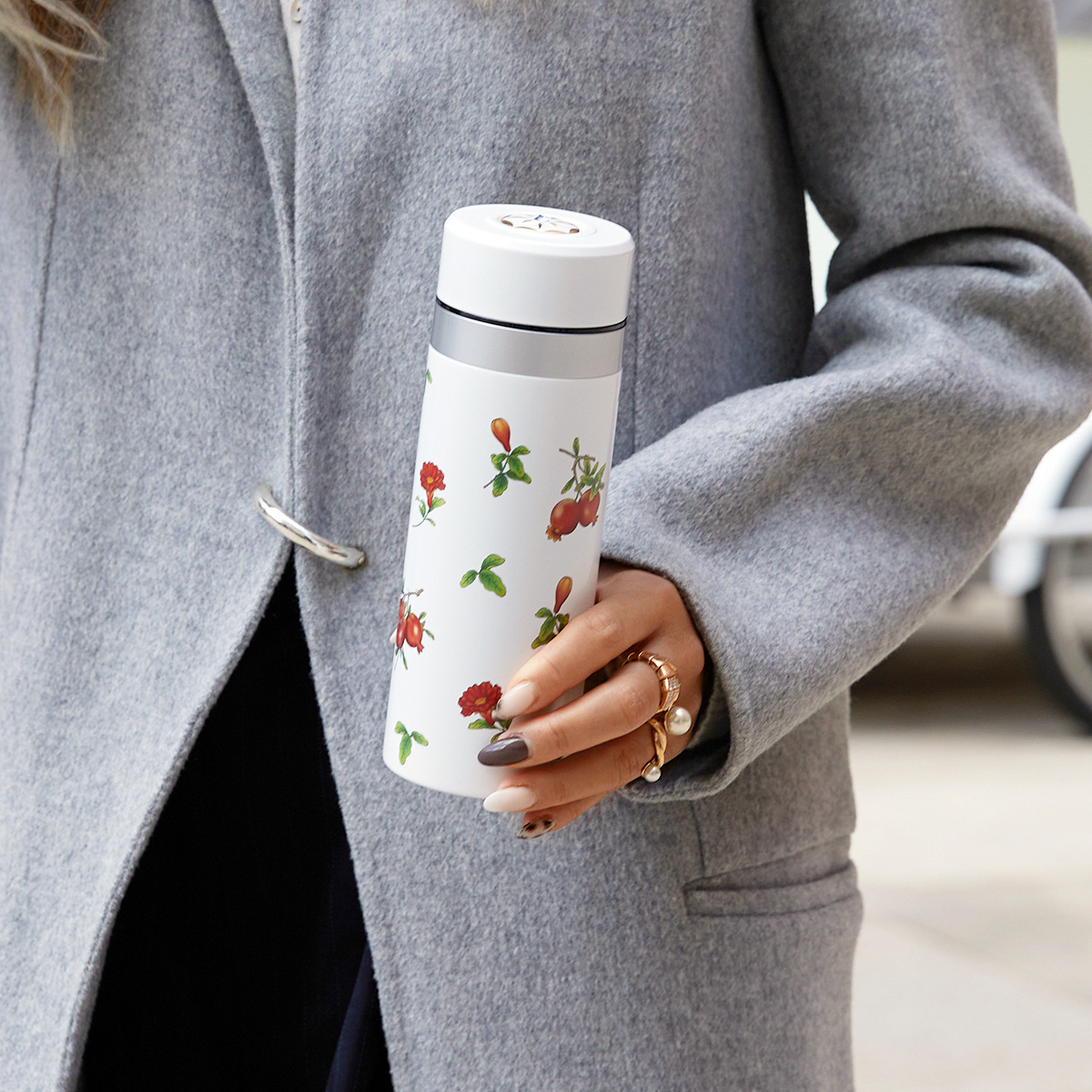 石榴花开保温杯双层330ml女神节送礼礼品健康防烫便携便携水杯