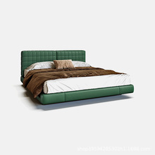 北欧意式极简真皮双人床主卧榻榻米1.8米软包床婚床 Traled牵引力