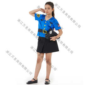 外贸新款万圣节儿童cos演出服节日表演服 儿童警察服角色扮演