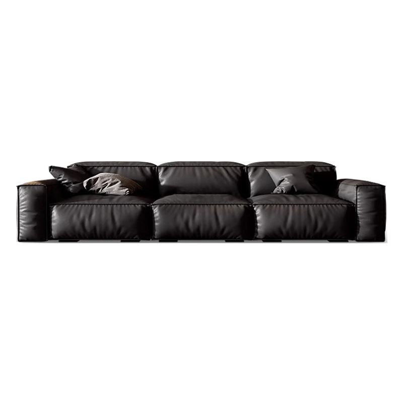 Sofá de cuero italiano minimalista, sofá de cuero de vaca, sofá de diseño para la sala de estar, sofá de tres personas