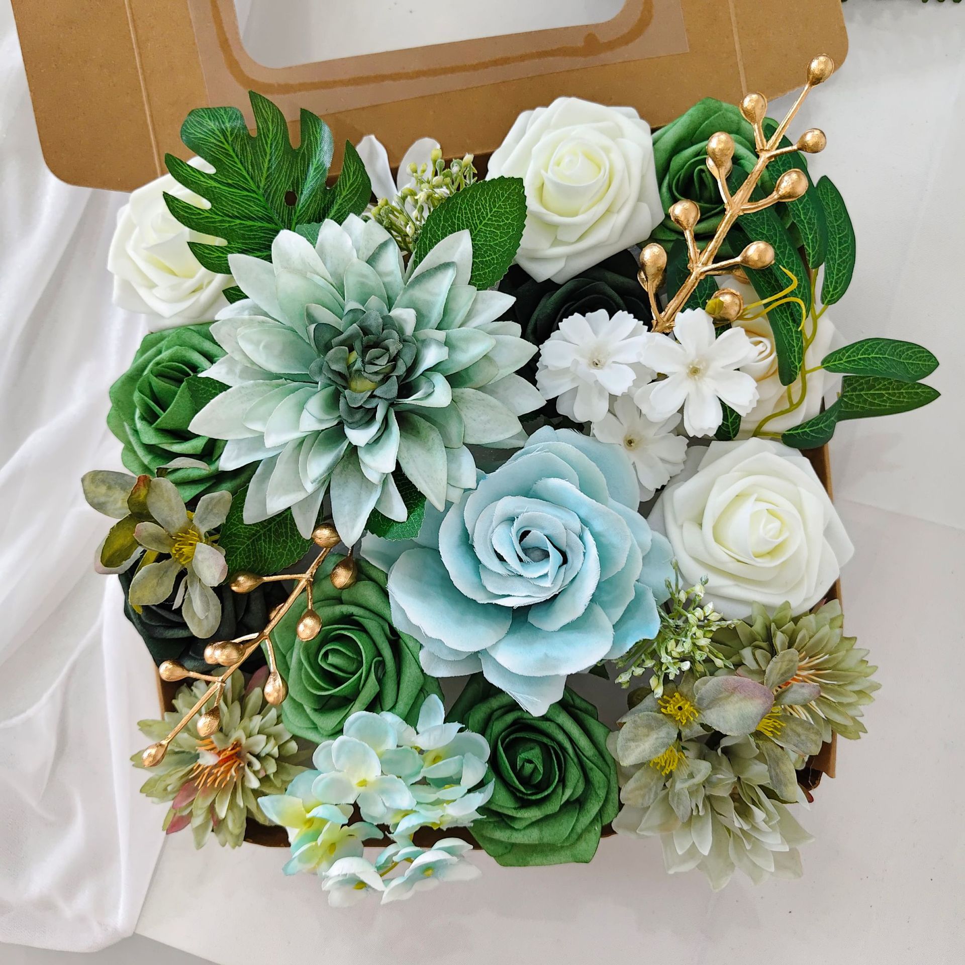Nueva flor artificial con poste de la flor de la boda decoración ambiente props decoración al aire libre caja de regalo flor hortensia DIY flor de seda