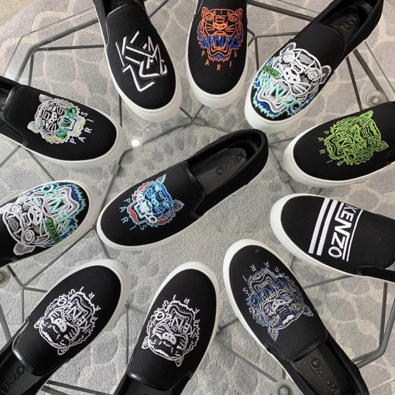 European Summer New Loafers Tiger Head Canvas Embroidery Casual Breathable Lazy Slip-On Men's Shoes