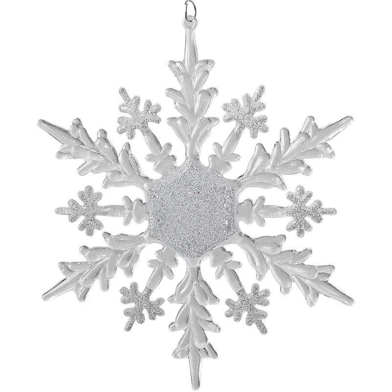 Cross-Border Christmas Transparent Glitter Acrylic Snowflake Pieces Golden Snowflake Pendants Christmas Tree Window Decoration Arrangement
