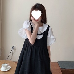 单件/套装2025新款胖MM黑色连衣裙女小众夏季法式复古气质背带裙