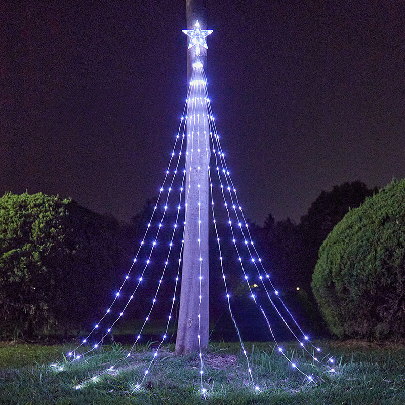 Lámpara de hilo de cuero led cadena de luz solar cadena de luz al aire libre romántico árbol de Navidad decoración lámpara de estrella de techo de árbol
