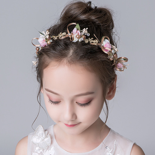 Children jewelry singer host birthday party headdress Korean  flower girls hair wreath deserve to act the role of show hair hoop of the girls