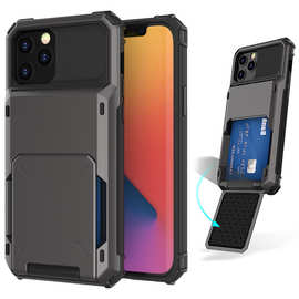 适用iPhone17ProMax翻盖插卡保护壳三星S25Ultra手机壳卡夹套欧美