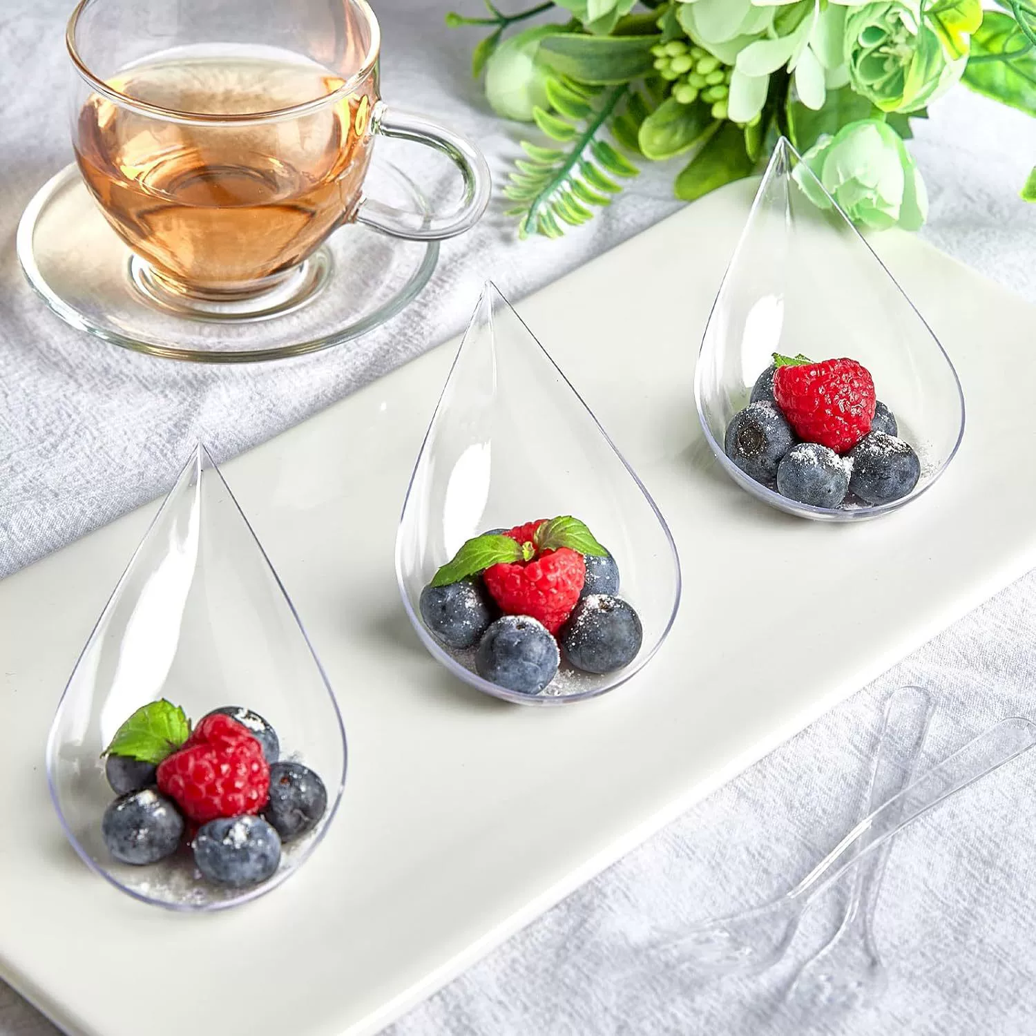 Multi-use transparent plastic fork for party, spoon