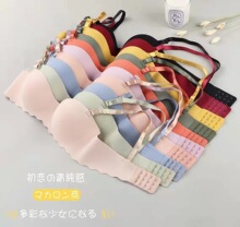 原版舒美少女学生半杯内衣一片式无痕无钢圈小胸聚拢手掌杯文胸罩