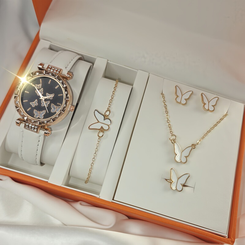 New TikTok Popular Women's Watch Fashion Personality Simple Watch Butterfly Digital Belt Watch suit