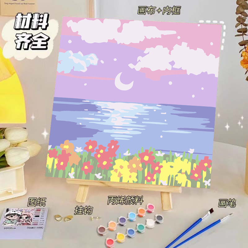バラのデジタル油絵diy子供の塗り絵の高級感手作りの風景の花の対外貿易の露店の商品|undefined
