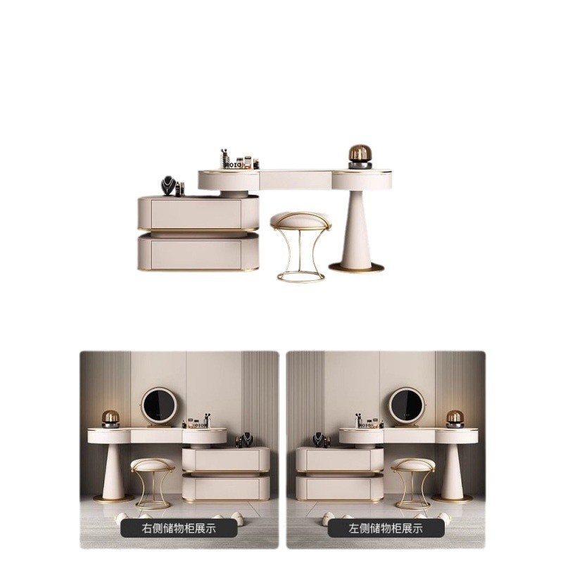 Madera sólida moderna simple dormitorio de mesa de maquillaje de tabla de roca de alto nivel pequeño gabinete de maquillaje de la mesa de maquillaje de la cama principal