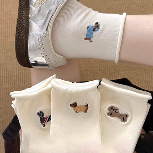Women's Summer Mid-Calf Socks Japanese Style Shallow Non-Slip Breathable Versatile Thin Short Socks Cute Short Socks