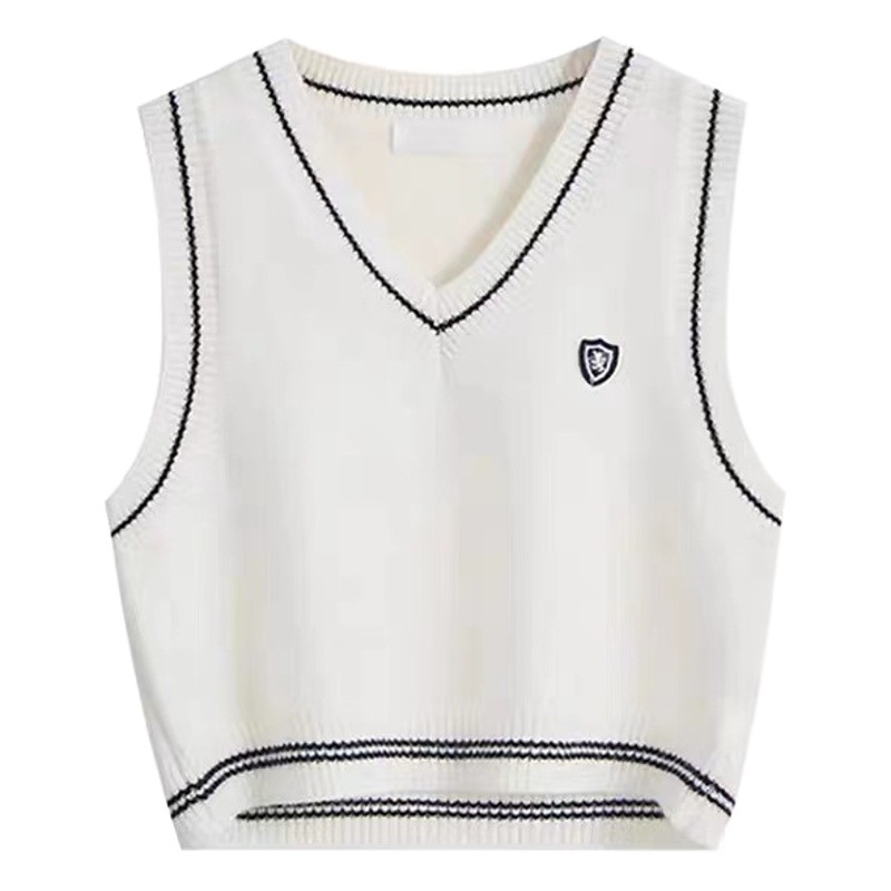 Chaleco exterior corto blanco Chaleco de adelgazamiento pequeño de estilo occidental con cuello en V chaleco apilado superior primavera