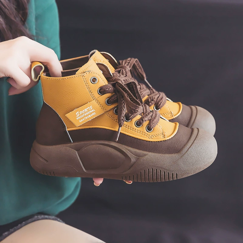 High low boots, footwear, universal sneakers for elementary school students, Korean style, bread