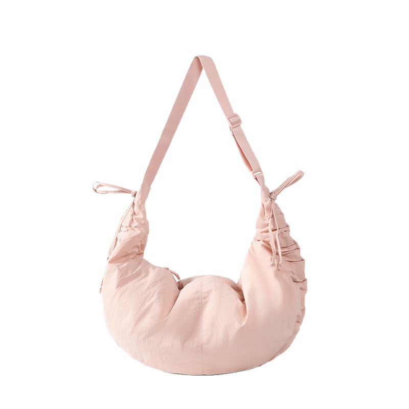 New Pleated Crescent Hobo Bag Drawstring Dumpling Bag For Women Large Capacity Stylish Shoulder Bag Commuter Crossbody Bag - Thumbnail 5