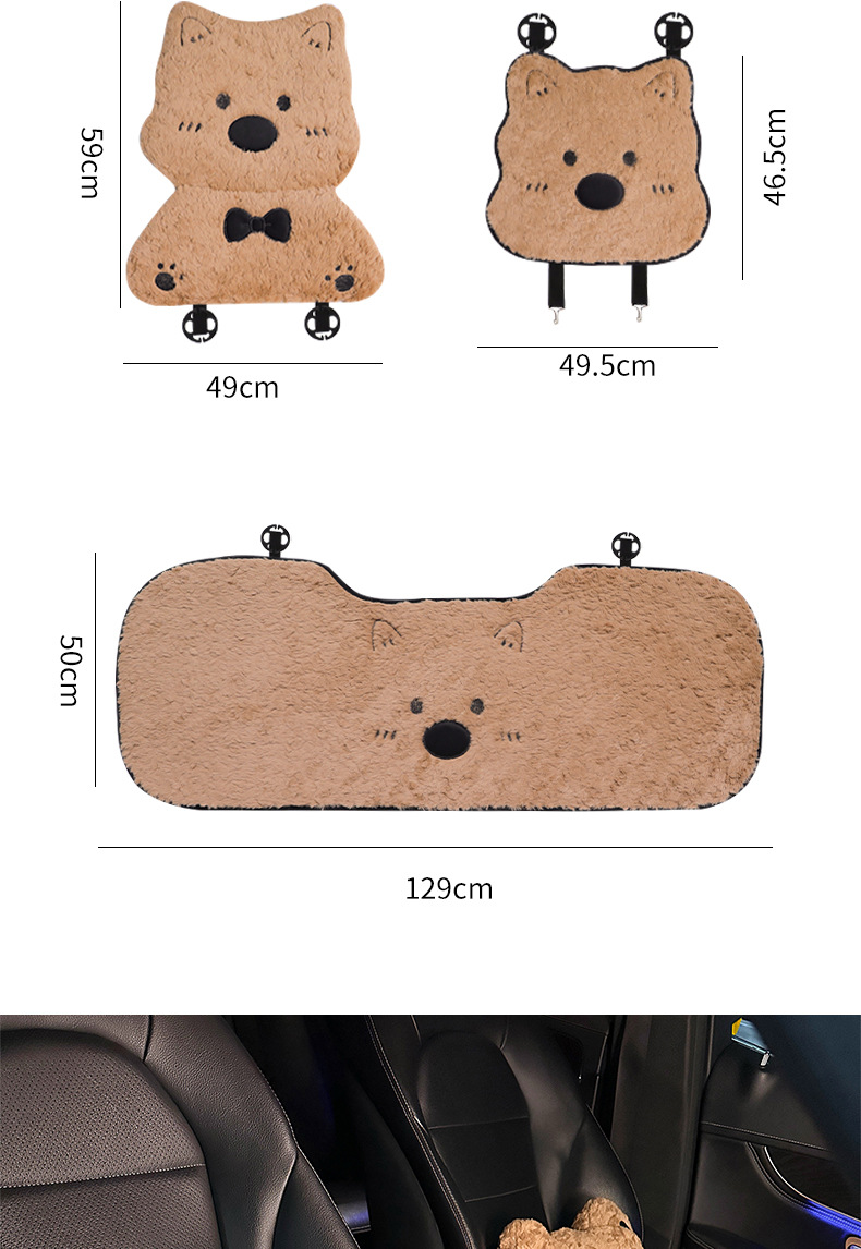 Car Seat Cushion Winter Thick Plush Cute West Highland Puppy Seat Cushion In-Car Autumn and Winter Warm Car Seat Cover for Women