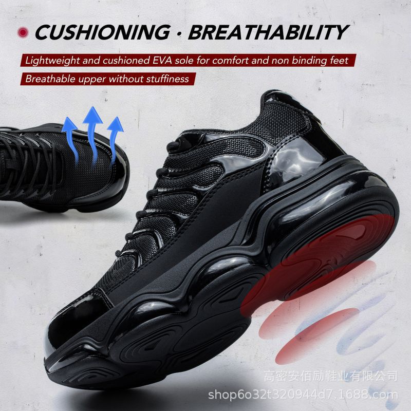 Cross-border labor protection shoes for men, factory wholesale new safety shoes with steel toe cap, black, comfortable, daddy shoes, anti-puncture safety shoes.